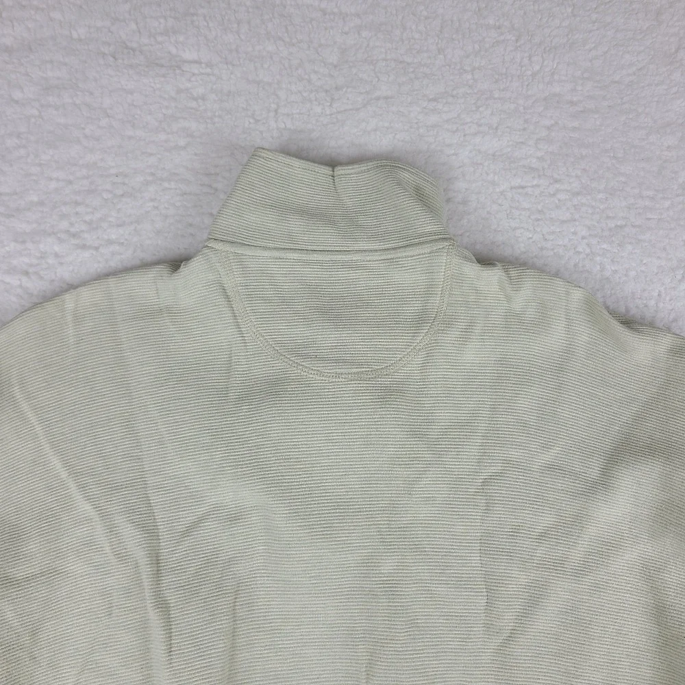 Tommy Bahama‎ Sweater Mens Medium Beige Striped Cotton Quarter Zip Relax Fit